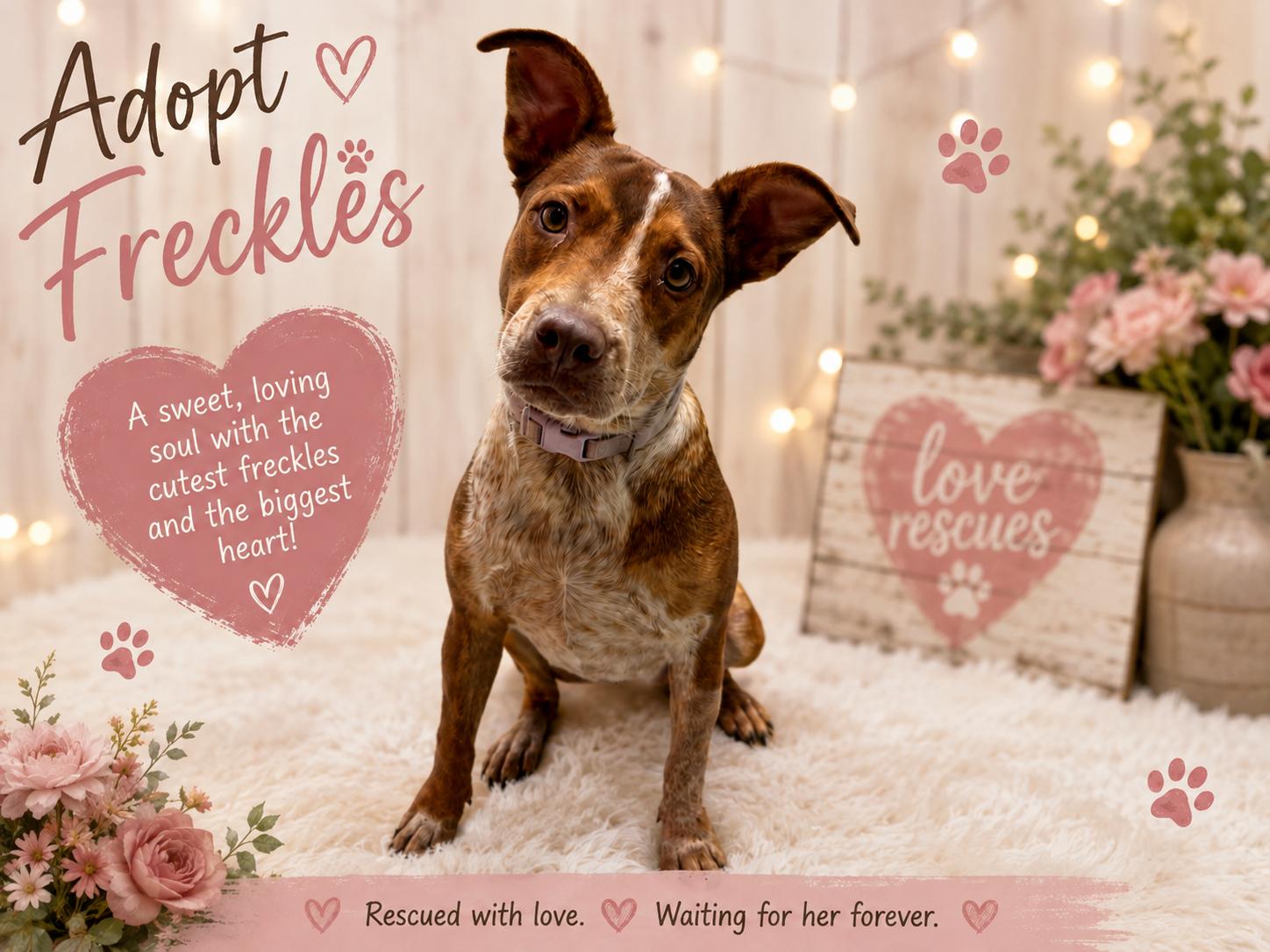 Freckles, Adoptable, Young Female Australian Cattle Dog / Blue Heeler.