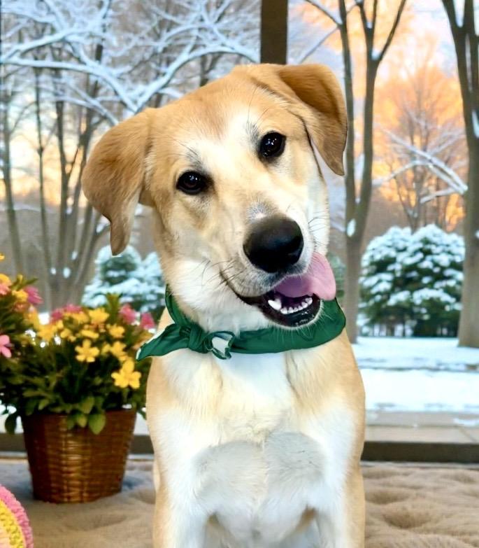 Kenny, Adoptable, Young Male Yellow Labrador Retriever & Great Pyrenees.
