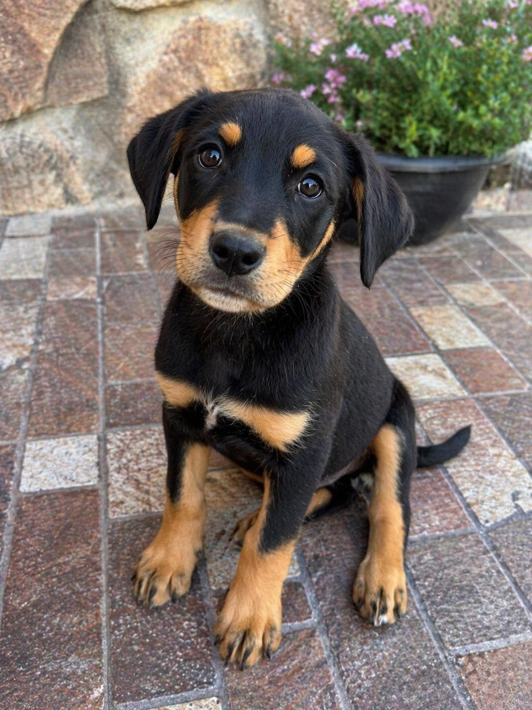 Johnni, adopted, Puppy Male Rottweiler & Hound.