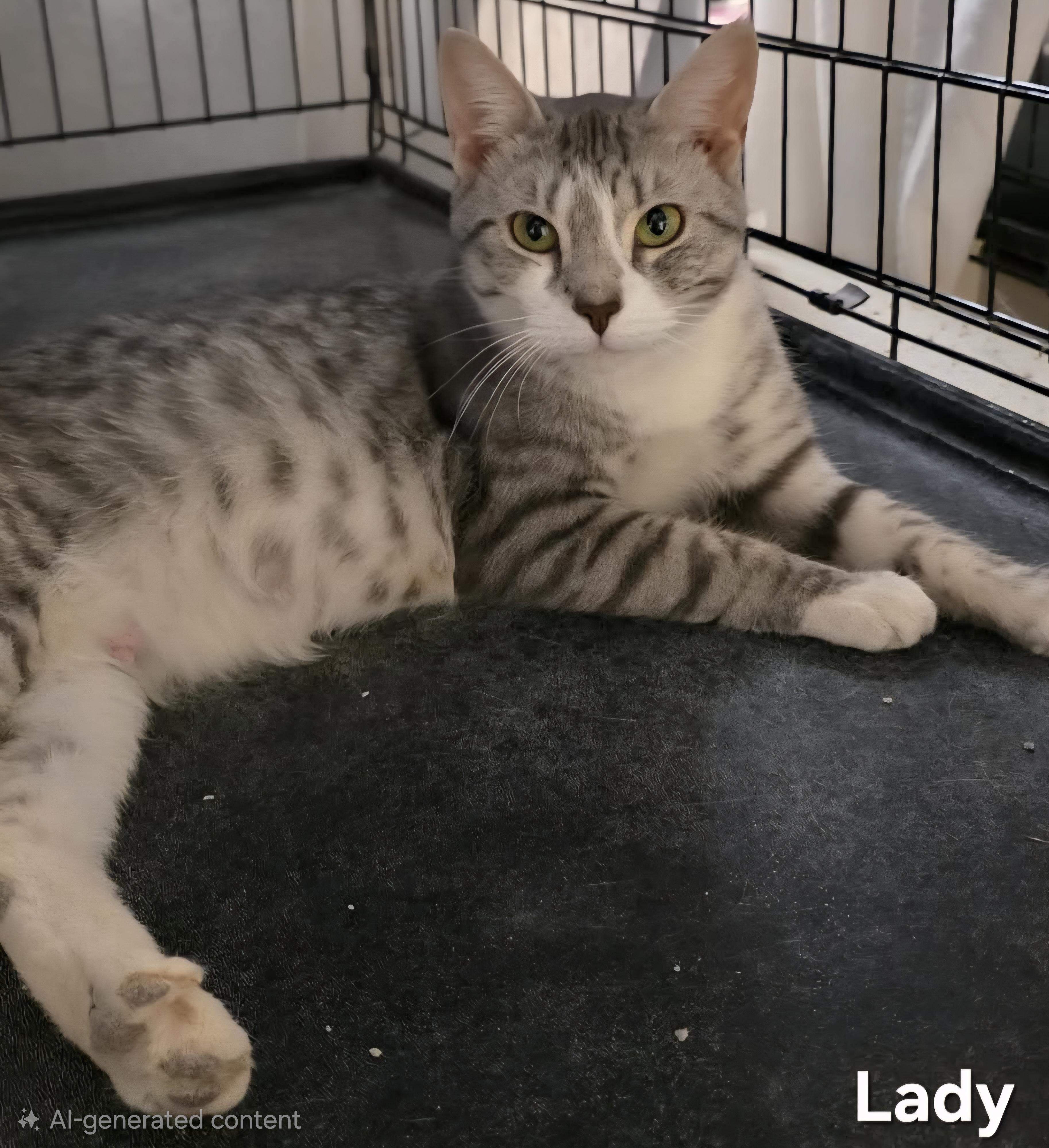 Lady, adopted, Young Female Domestic Short Hair.