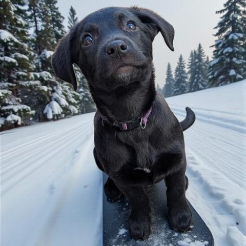 Georgia O'Keefe, adopted, Puppy Female Black Labrador Retriever.
