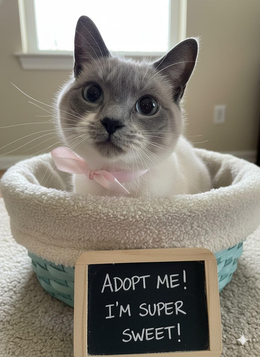 Snowflake, adopted, Adult Female Siamese.