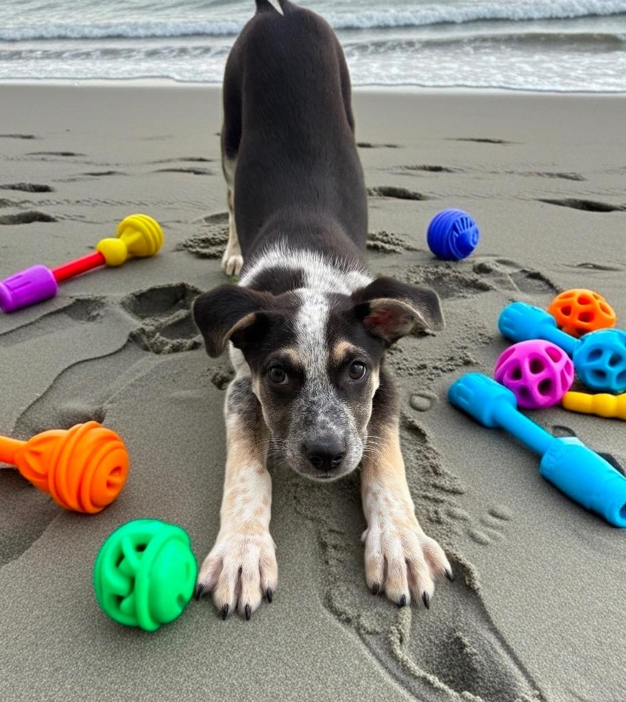 Shelby, Adopted, Puppy Female Bluetick Coonhound & Australian Cattle Dog / Blue Heeler.