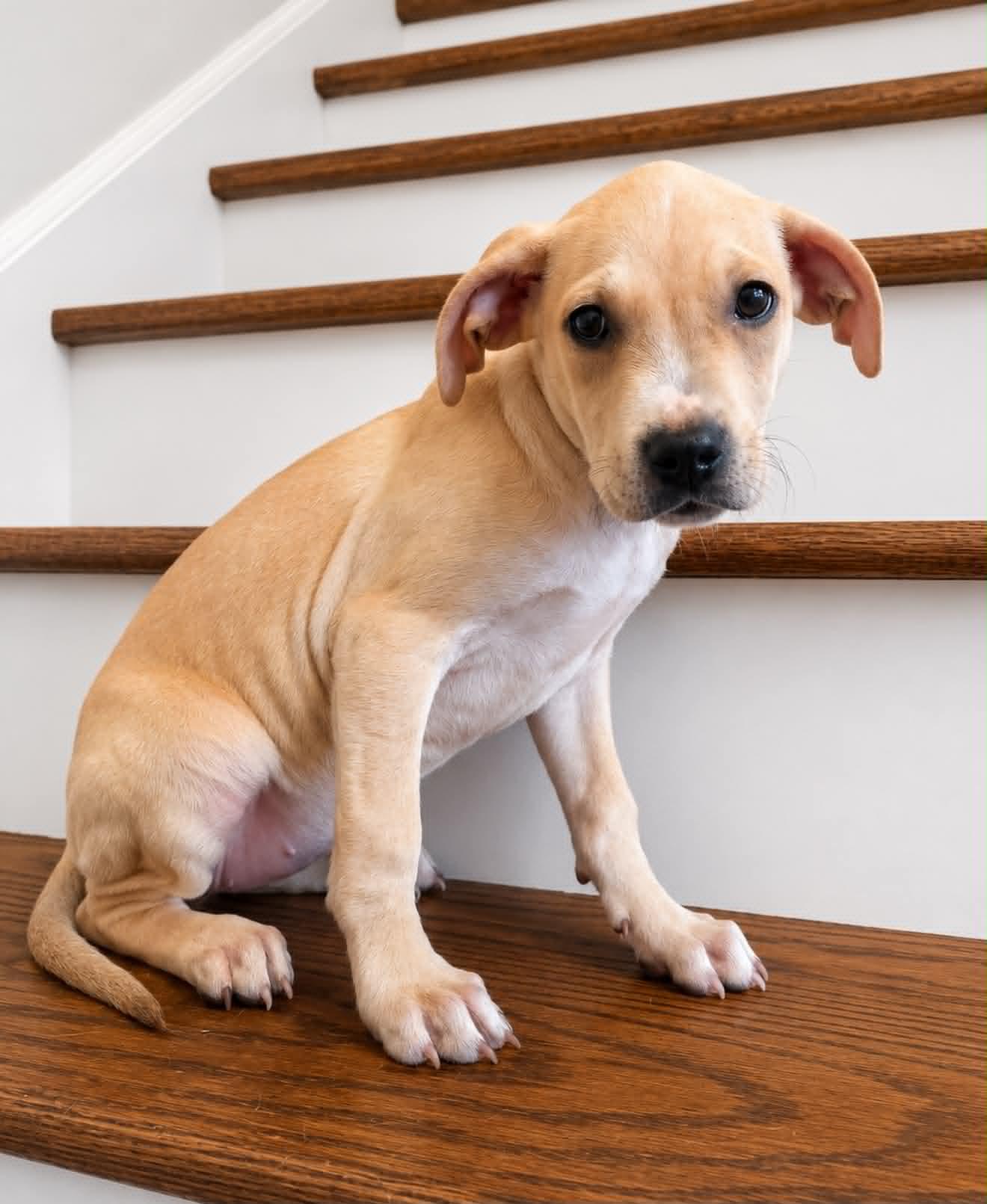 Mrs. Potts, Adoptable, Puppy Female Pit Bull Terrier & Yellow Labrador Retriever.
