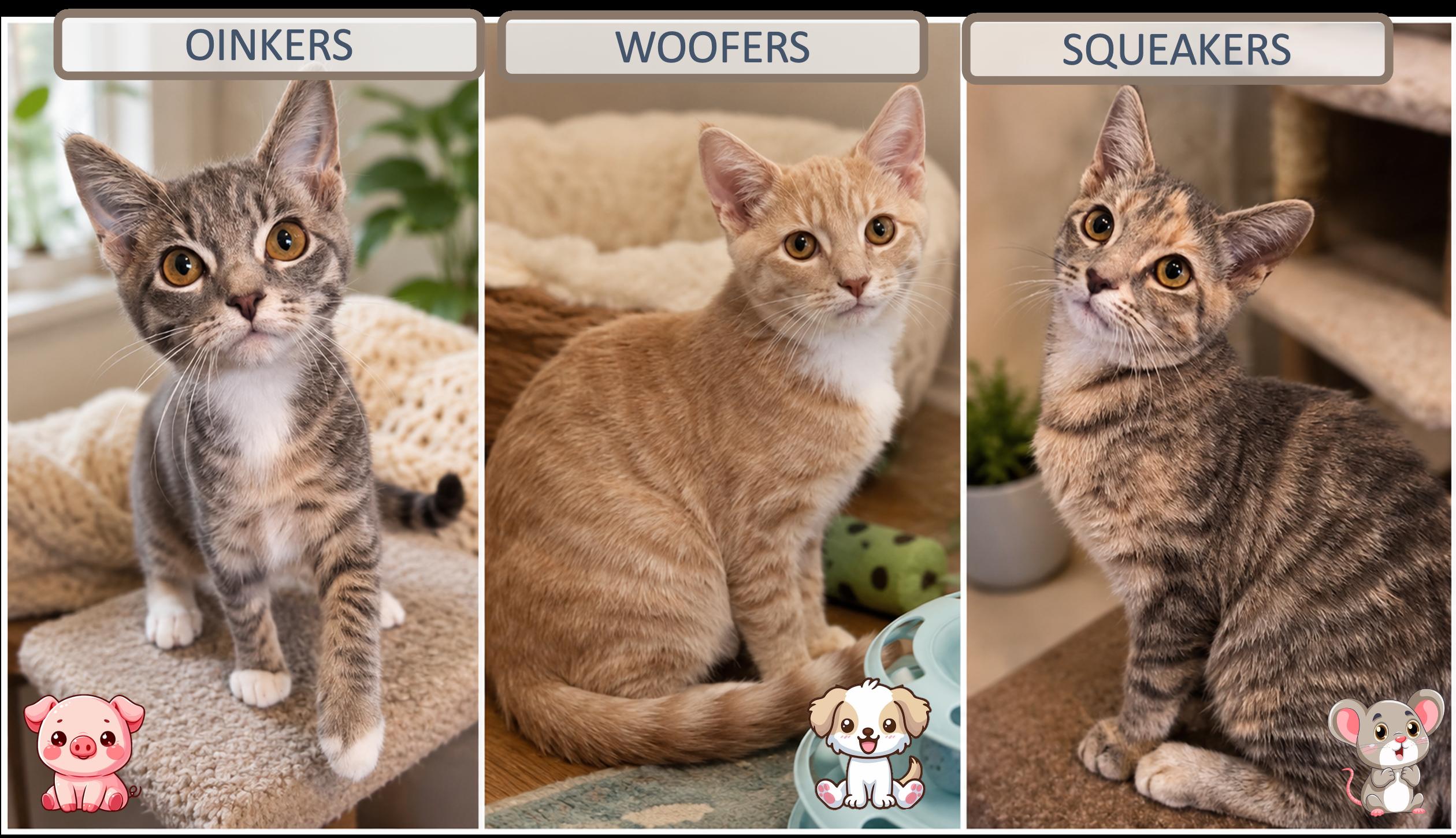 Enlarge Oinkers Woofers Squeakers, a Adoptable Domestic Short Hair in Cincinnati, OH image 1/4