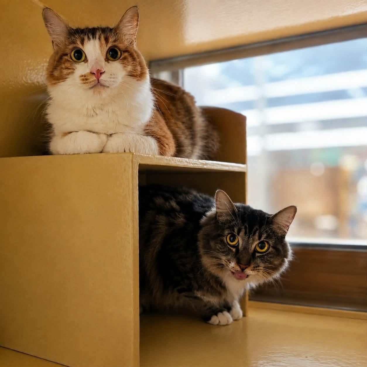 Ivy & Harley (Bonded Sisters), adopted, Adult Female Calico & Domestic Medium Hair.