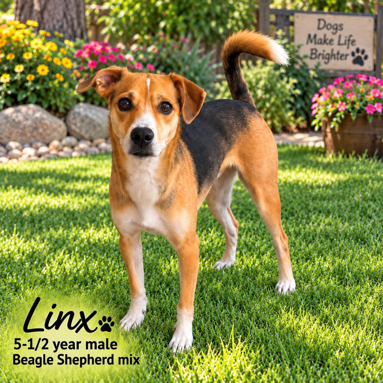 Enlarge LINX 5-1/2 YEAR MALE BEAGLE SHEPHERD MIX - PETCO, 5011 E. RAY ROAD, PHX 85044 ON SATURDAY, OCTOBER 3, a Adopted mixed breed in Mesa, AZ image 1/2