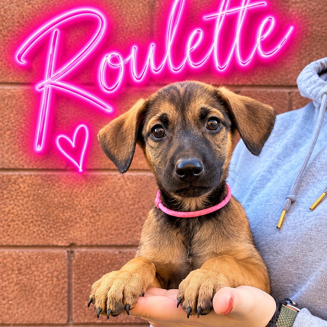 Roulette, Adoptable, Puppy Female Doberman Pinscher.