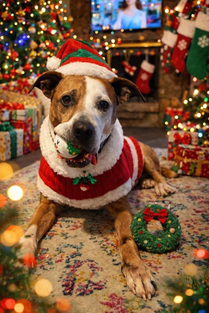 Rowdy Roo, Adoptable, Senior Male Pit Bull Terrier & Border Collie.