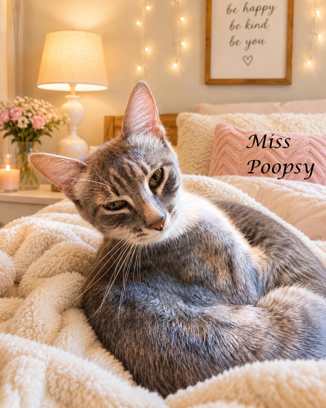 MISS POOPSY-DOO, ADOPTABLE, Young Female Tabby.