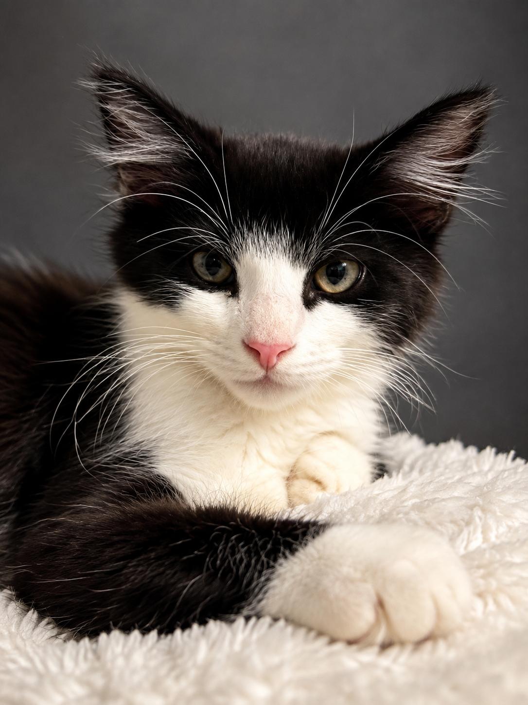 Pepper, ADOPTABLE, Kitten Male Tuxedo.