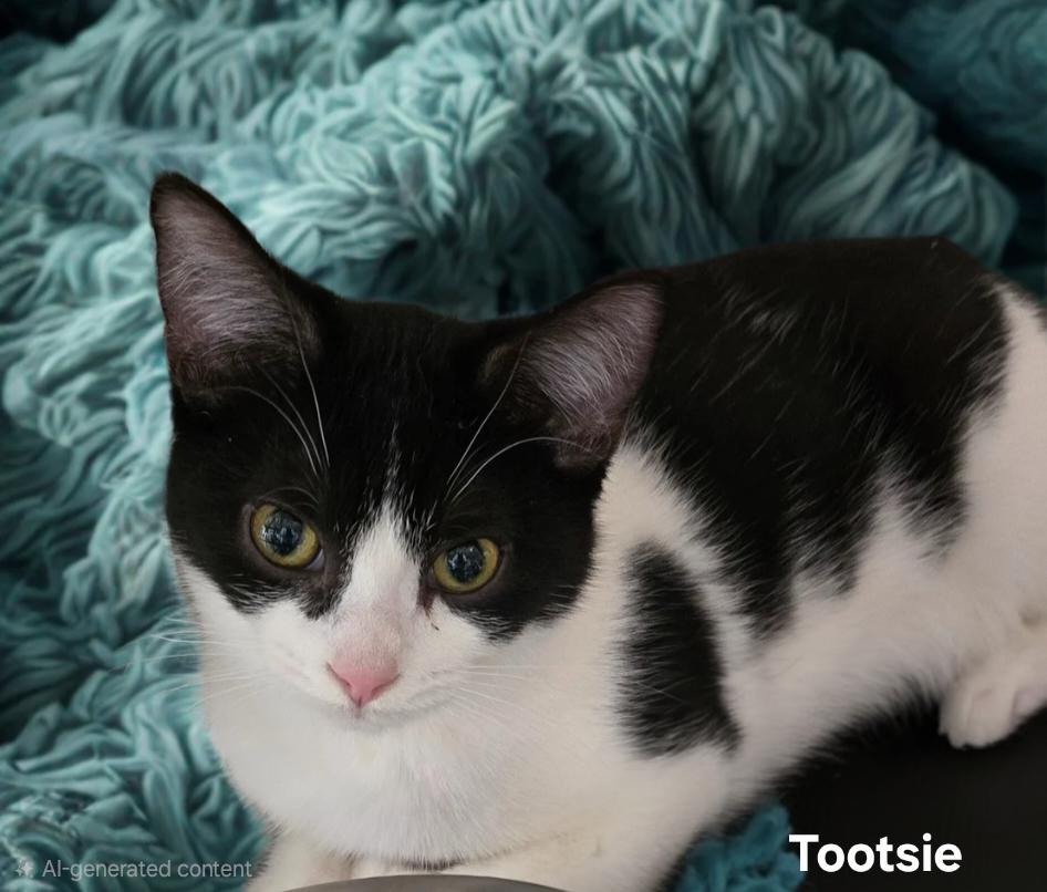 Tootsie, ADOPTABLE, Young Female Tuxedo.