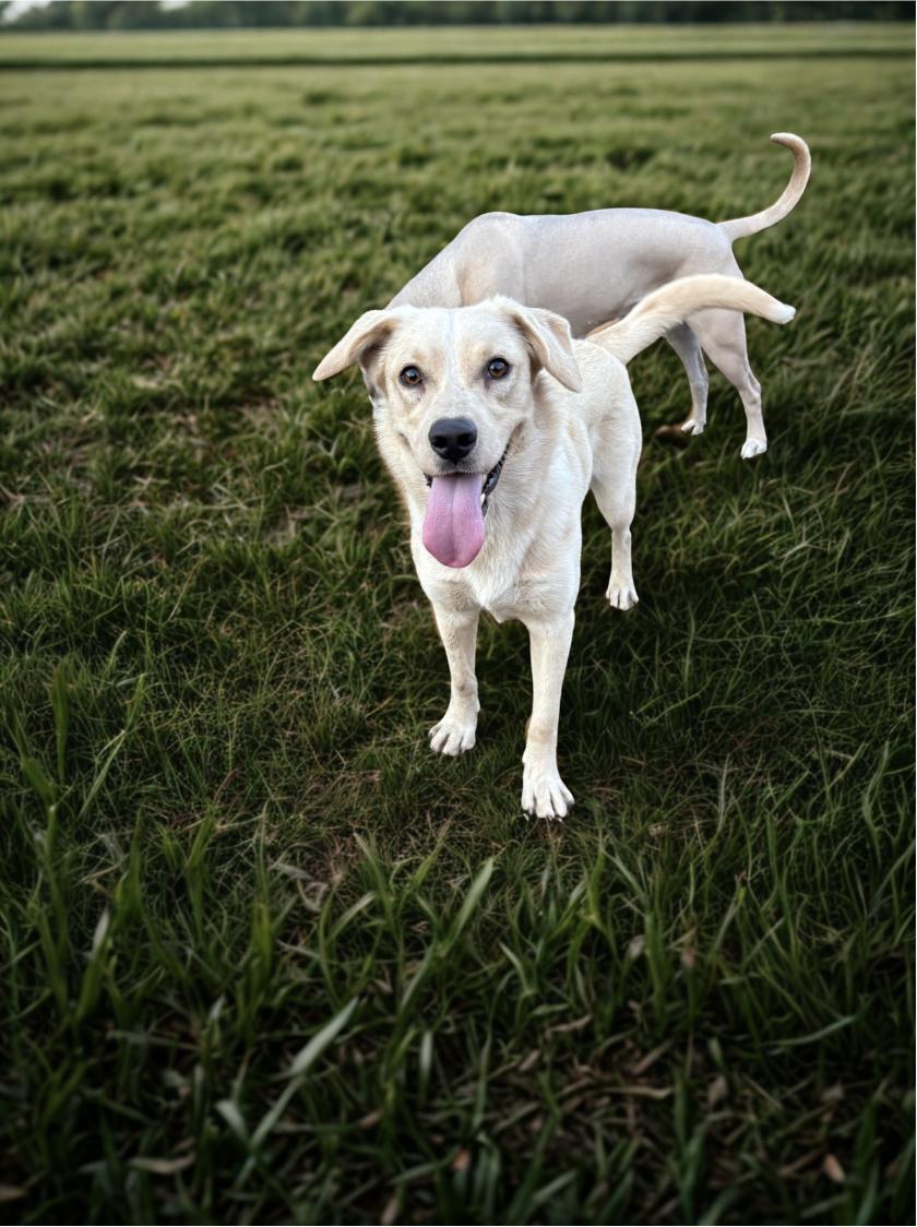 Kelsey, adopted, Young Female Yellow Labrador Retriever & Shepherd.