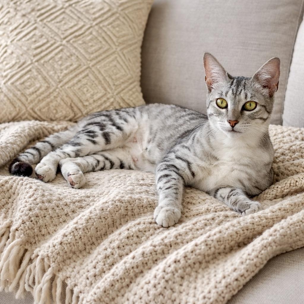 Maddy , adopted, Young Female Egyptian Mau & Tabby.