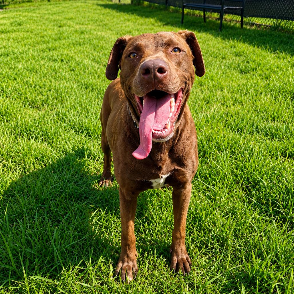 Murph, Adoptable, Adult Female Chocolate Labrador Retriever & Mixed Breed.