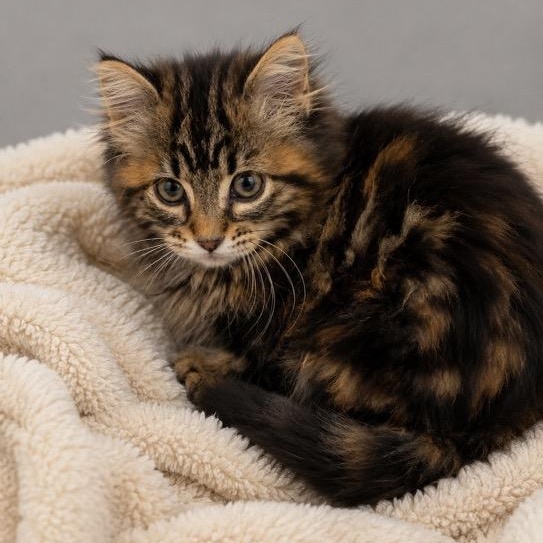 Emma, Adoptable, Kitten Female Tabby & Domestic Long Hair.
