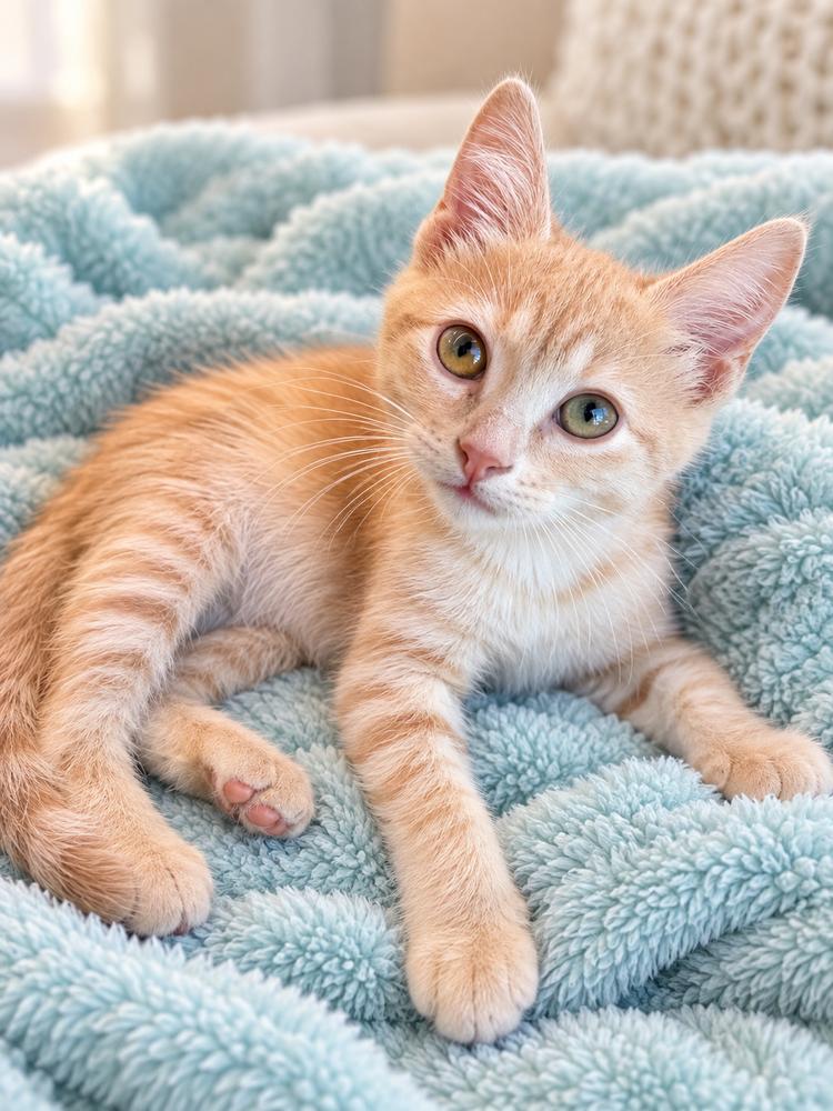Fleece, Adopted, Kitten Male Domestic Short Hair.