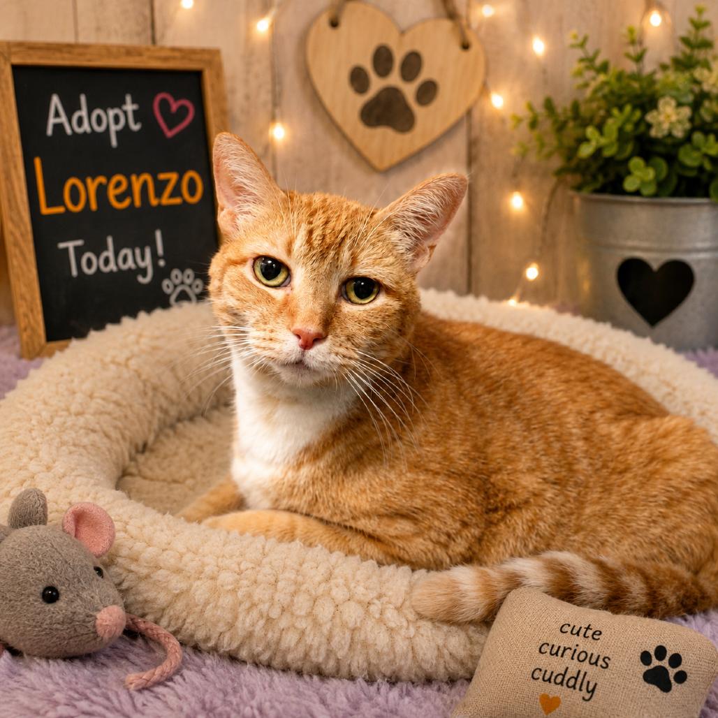 Lorenzo, Adoptable, Senior Male Domestic Short Hair & Mixed Breed.