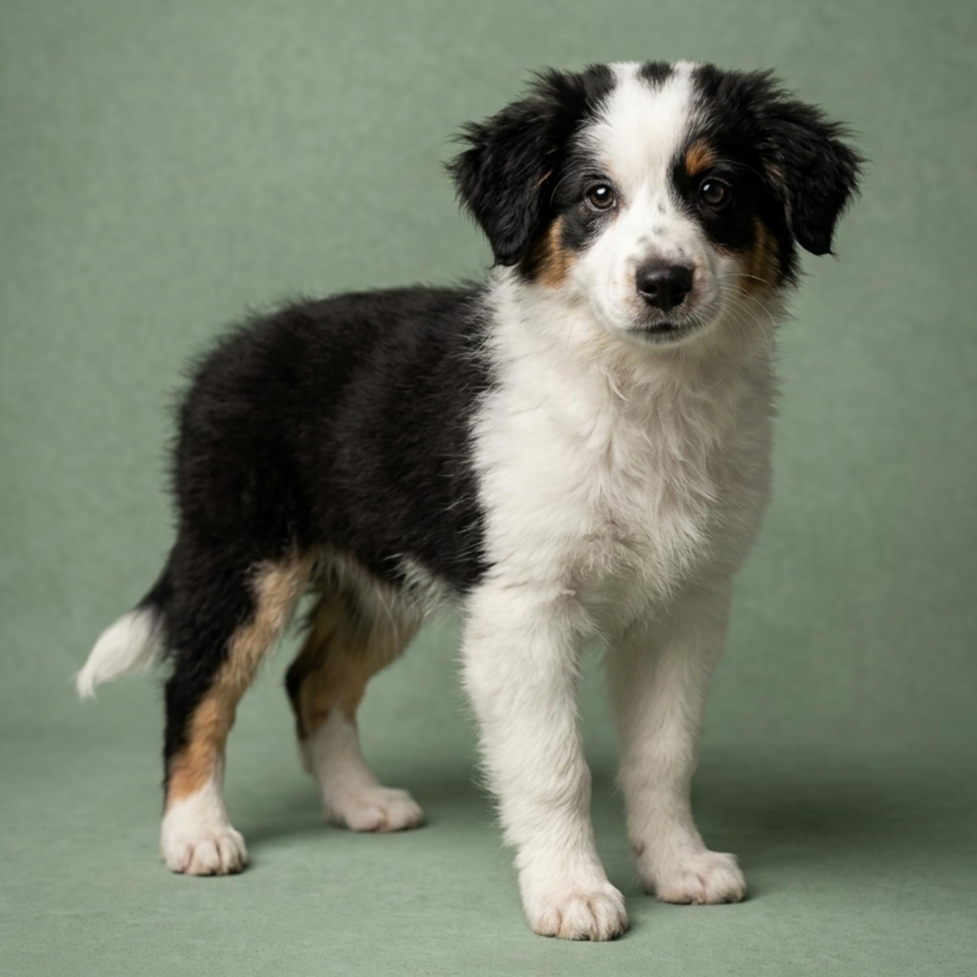 Drako, adopted, Puppy Male Australian Shepherd & Australian Cattle Dog / Blue Heeler.