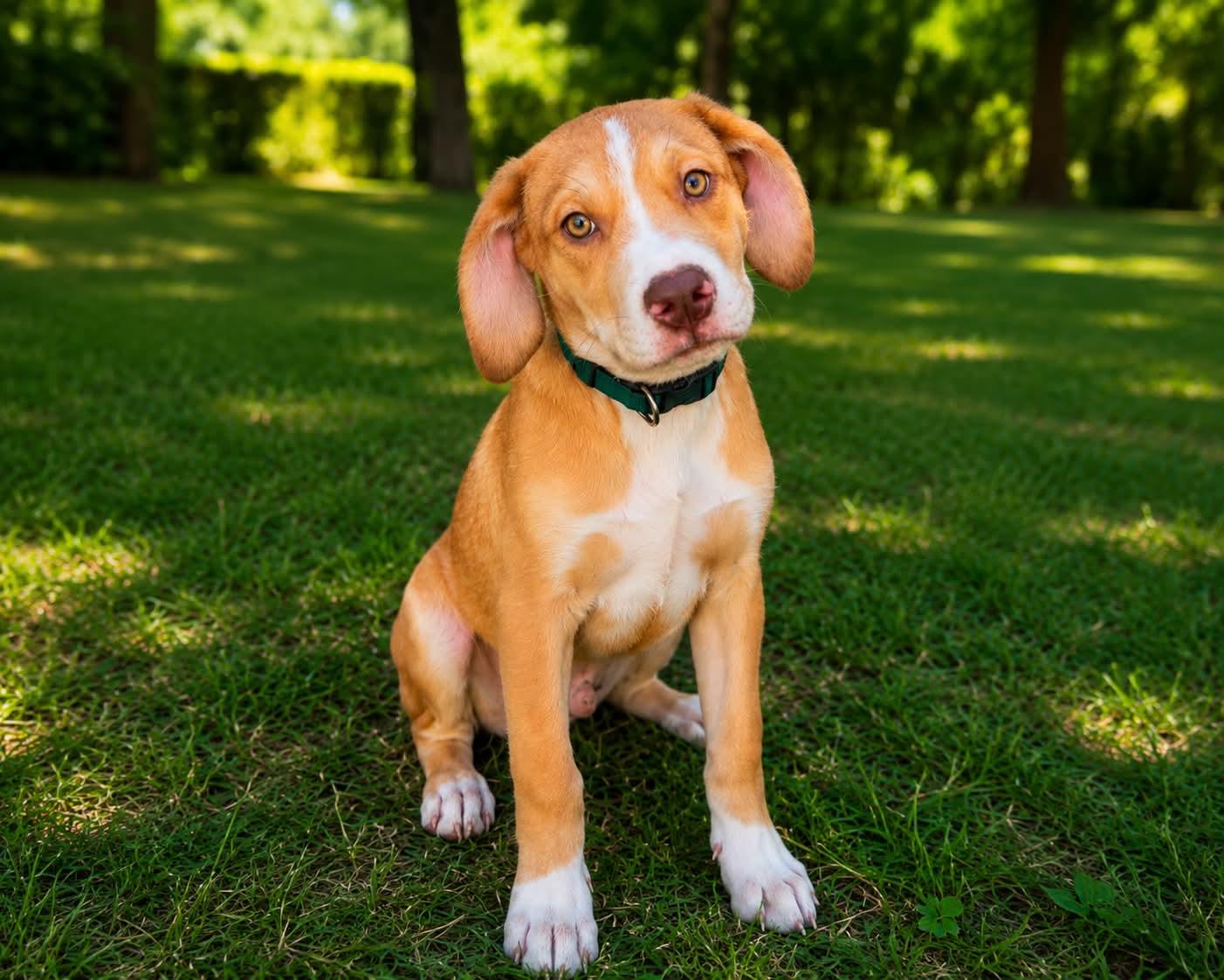 Rigatoni, adopted, Puppy Male Labrador Retriever & Hound.