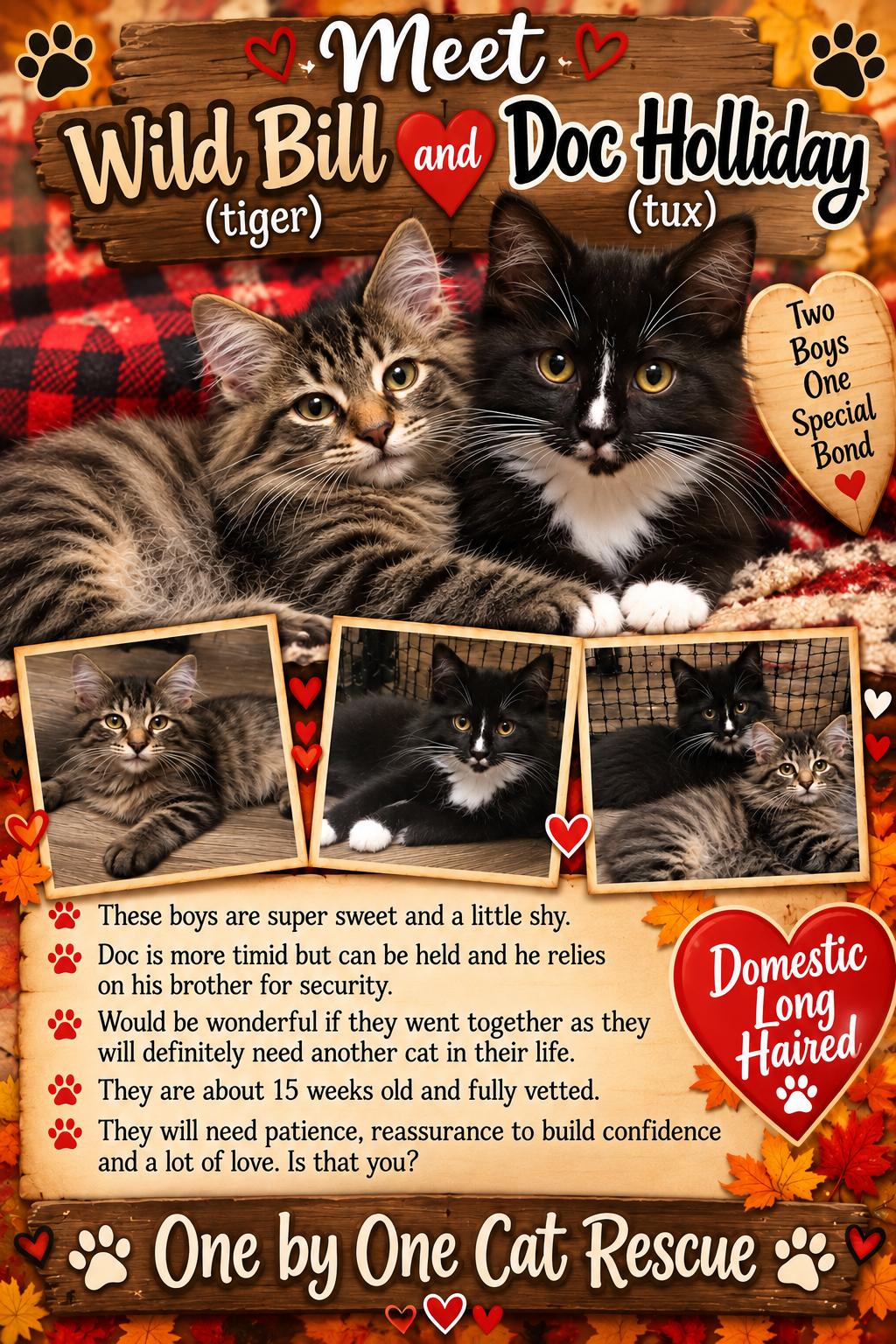Wyatt Earp & Wild Bill, Adoptable, Kitten Male Domestic Short Hair.