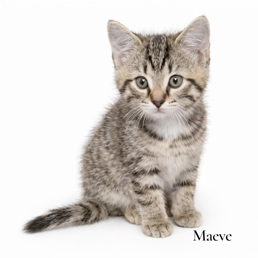 Maeve, adopted, Kitten Female Domestic Short Hair.