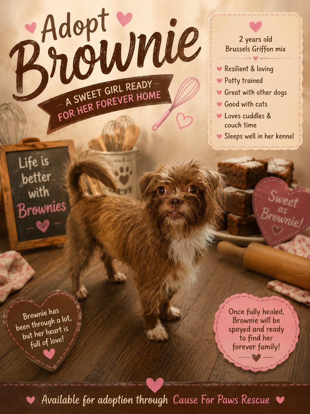 Brownie, adopted, Young Female Shih Tzu.
