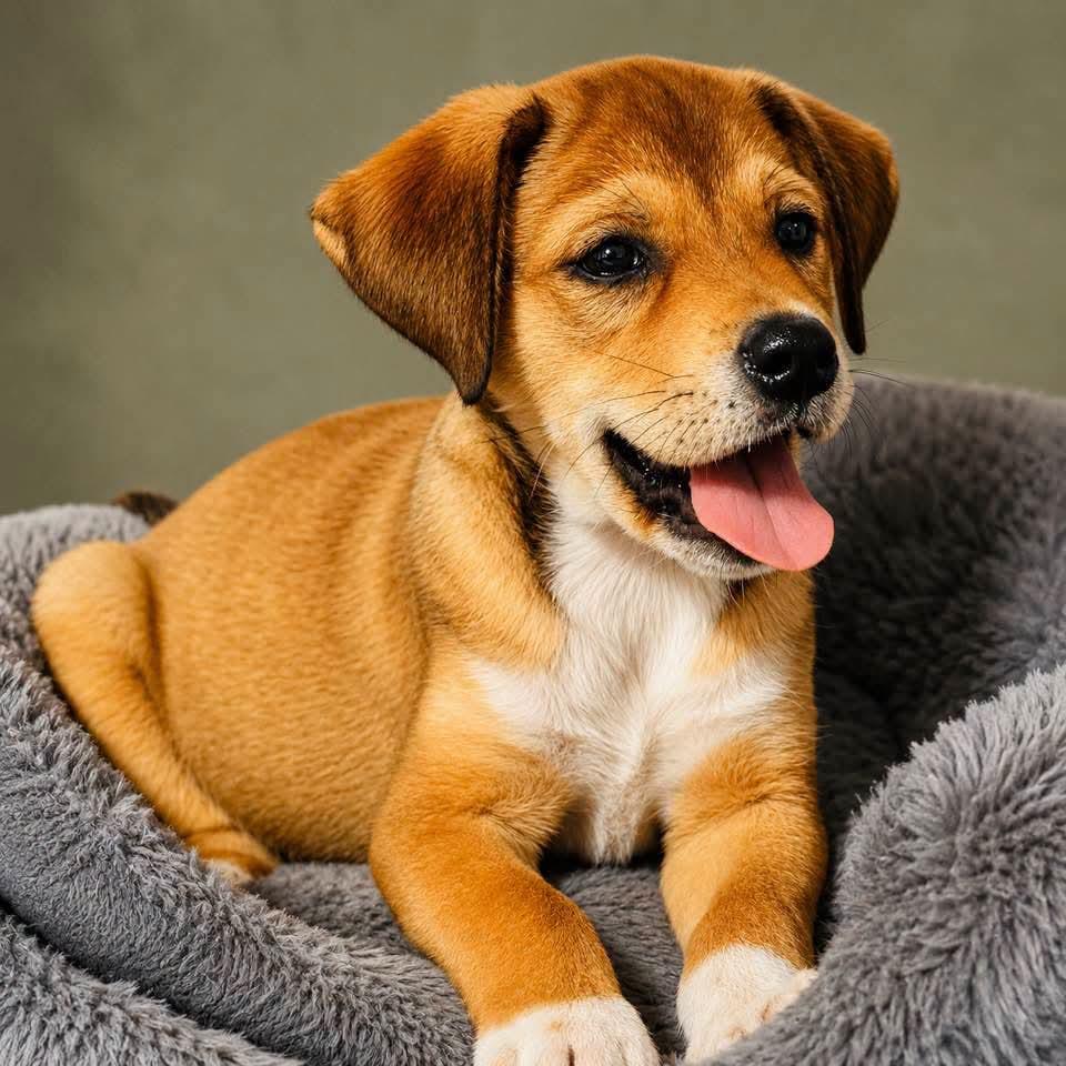 Rowdy, adopted, Puppy Male Beagle.