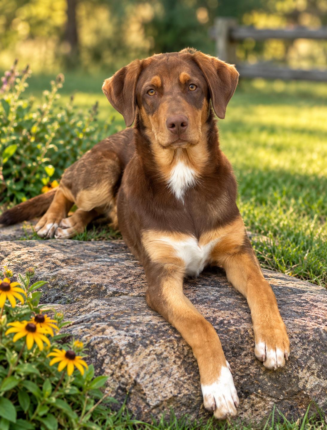 Tracker, Adopted, Young Male Labrador Retriever & German Shepherd Dog.