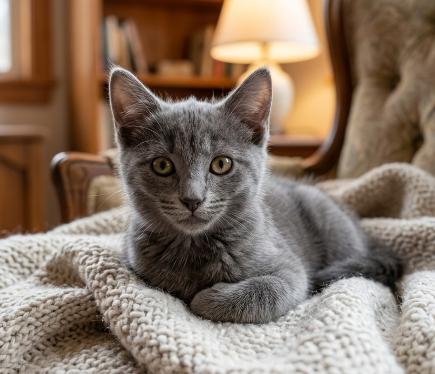 Blue, ADOPTABLE, Kitten Female American Shorthair.