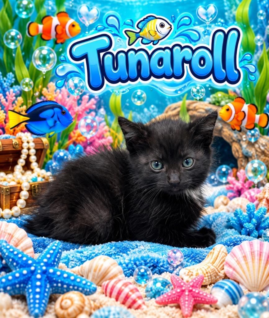 Tunaroll, Adopted, Kitten Female Domestic Short Hair.