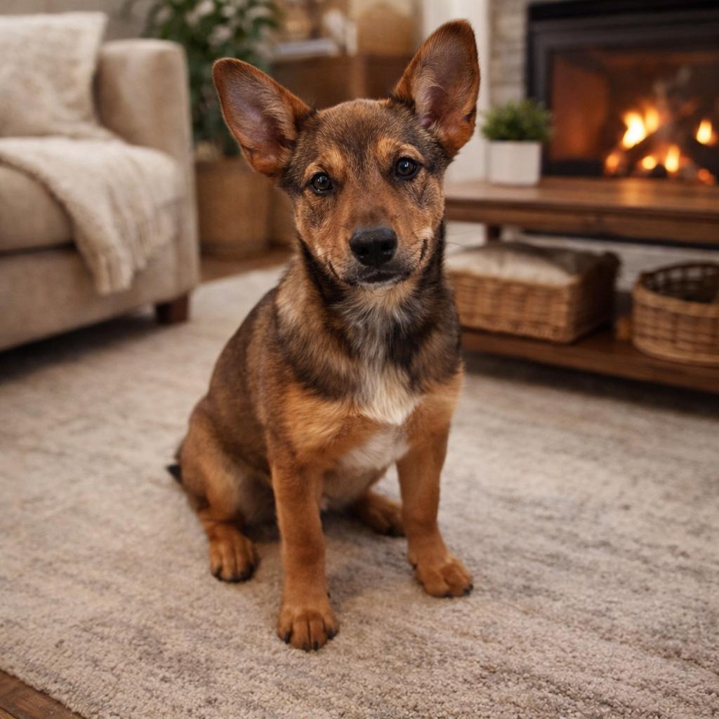 Fozzie , ADOPTABLE, Puppy Female German Shepherd Dog & Doberman Pinscher.