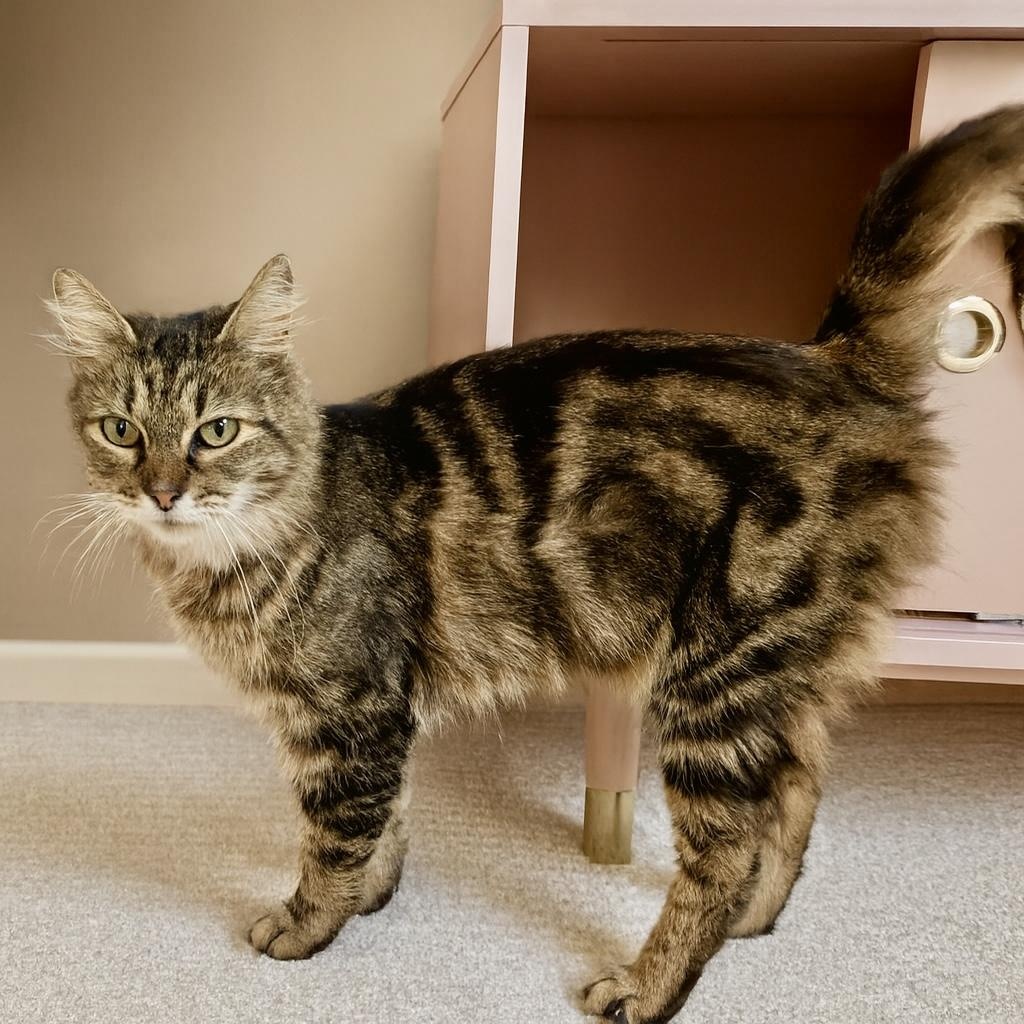 Gypsy , ADOPTABLE, Senior Female Tabby & Domestic Medium Hair.