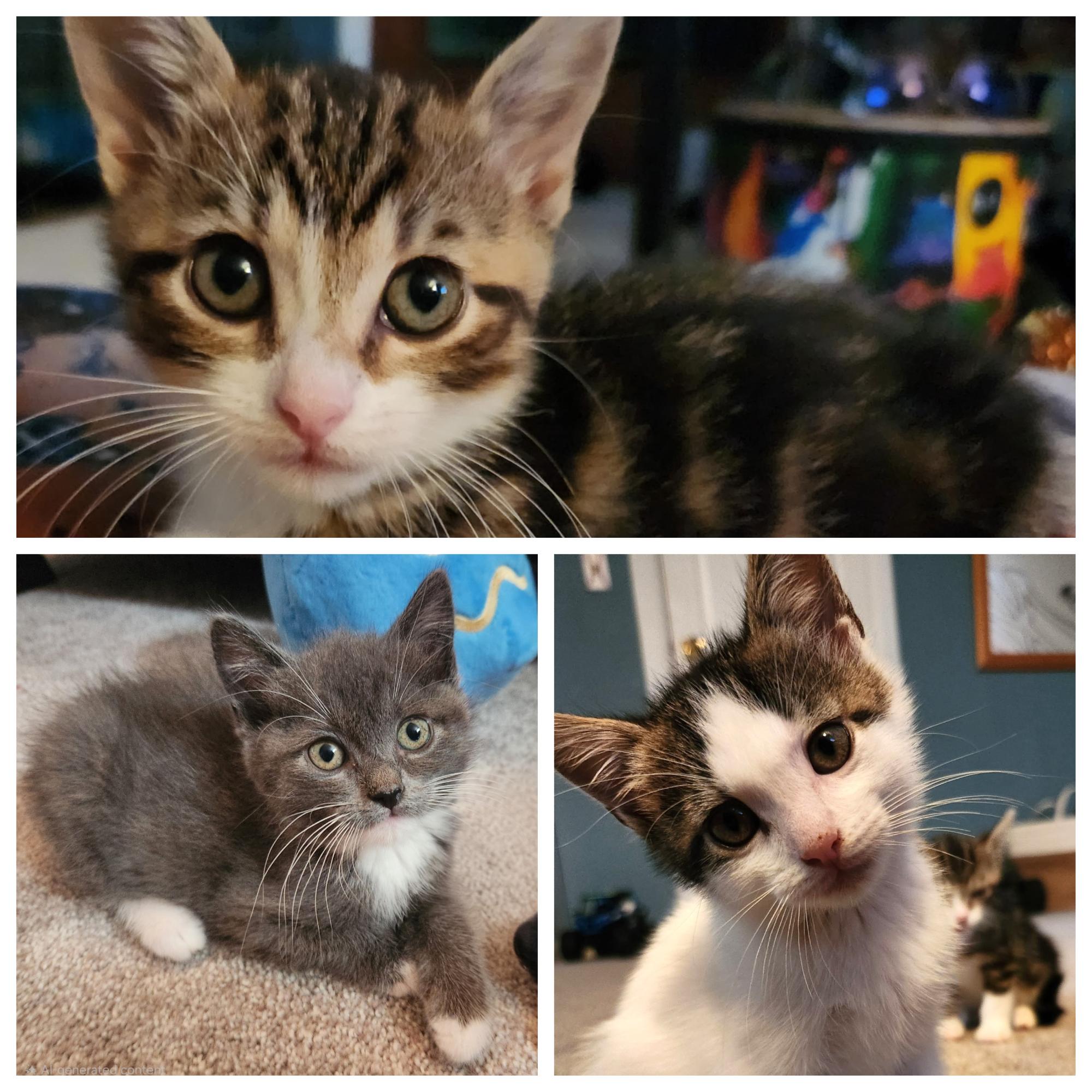Kevin, Molly & Daisy, adopted, Kitten Female Tabby.