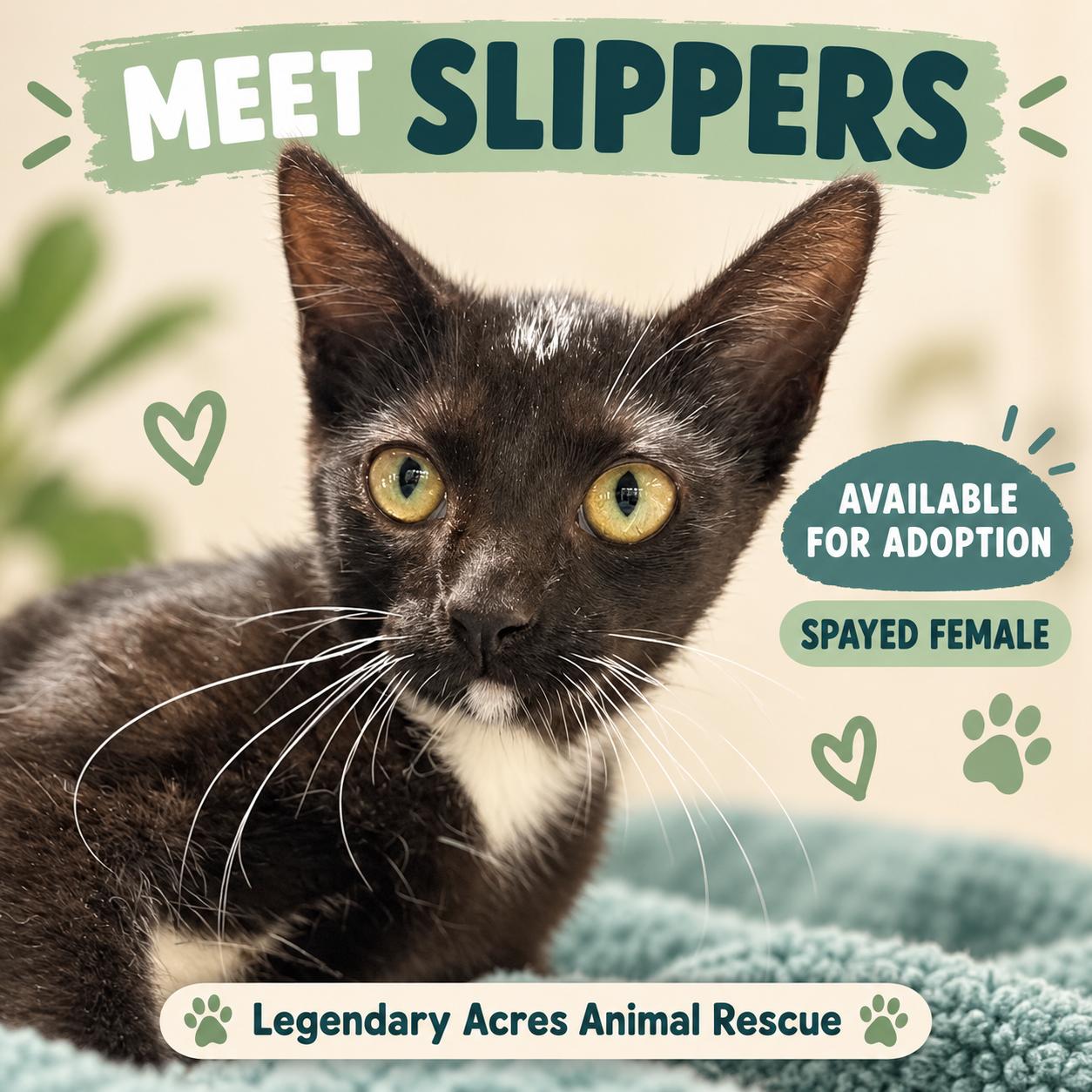 Slippers, ADOPTABLE, Young Female American Shorthair.