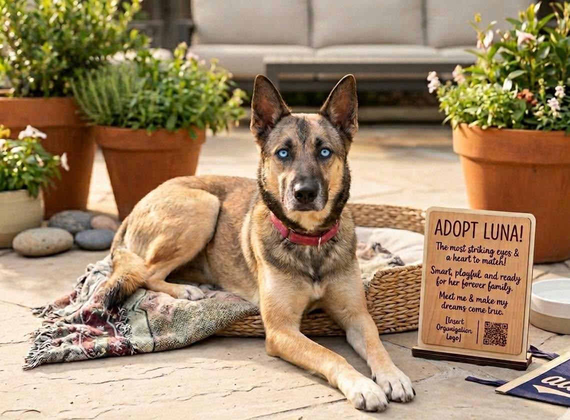 Luna, ADOPTABLE, Adult Female German Shepherd Dog & Husky.