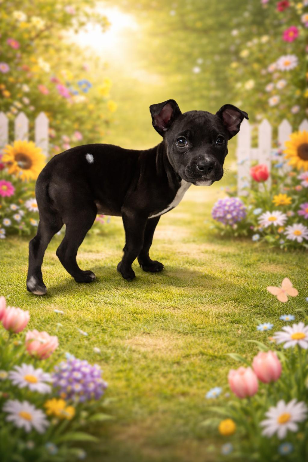Onyx, Adoptable, Puppy Male Black Labrador Retriever & Catahoula Leopard Dog.