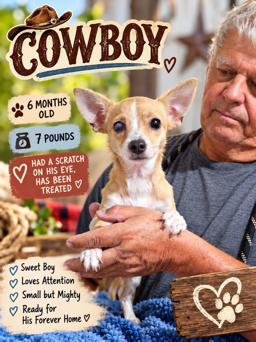 Cowboy, Adopted, Puppy Male Chihuahua.