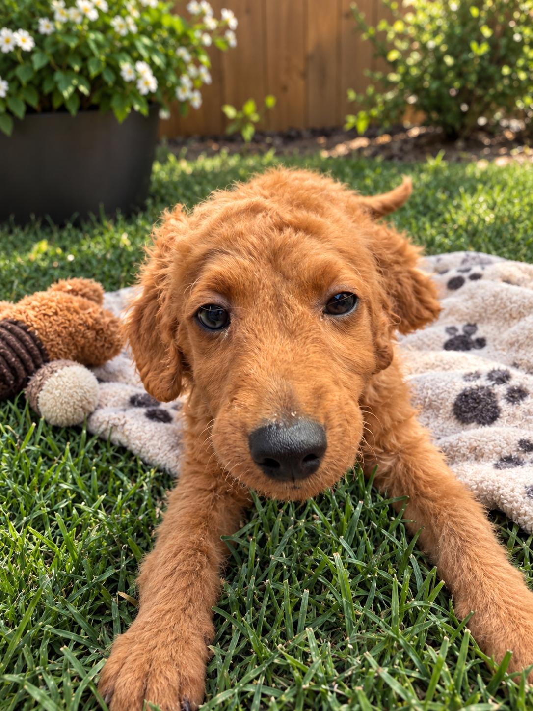Ernie, Adoptable, Puppy Male Goldendoodle & Miniature Poodle.