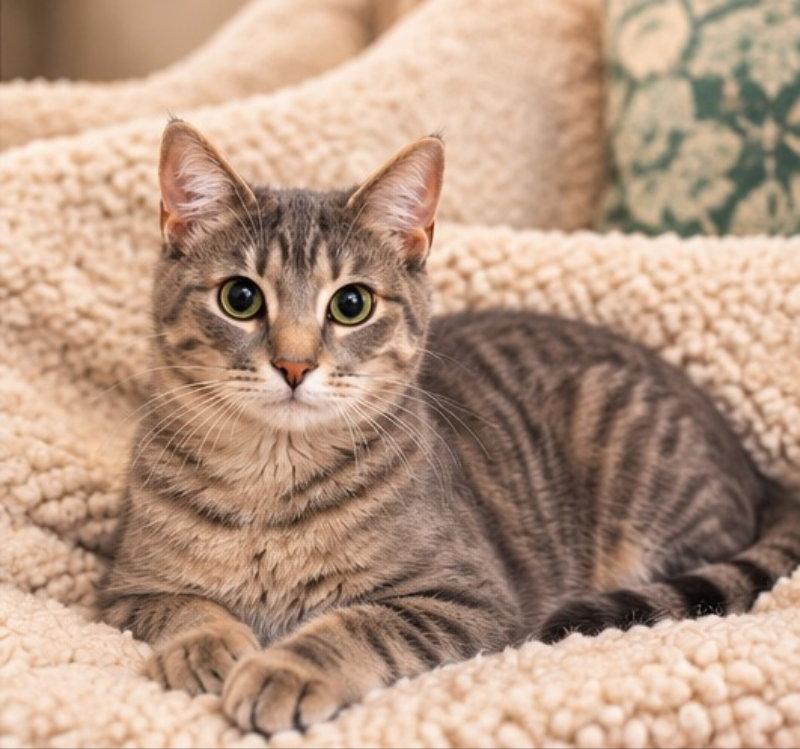 Pebbles, Adoptable, Young Male Tabby.