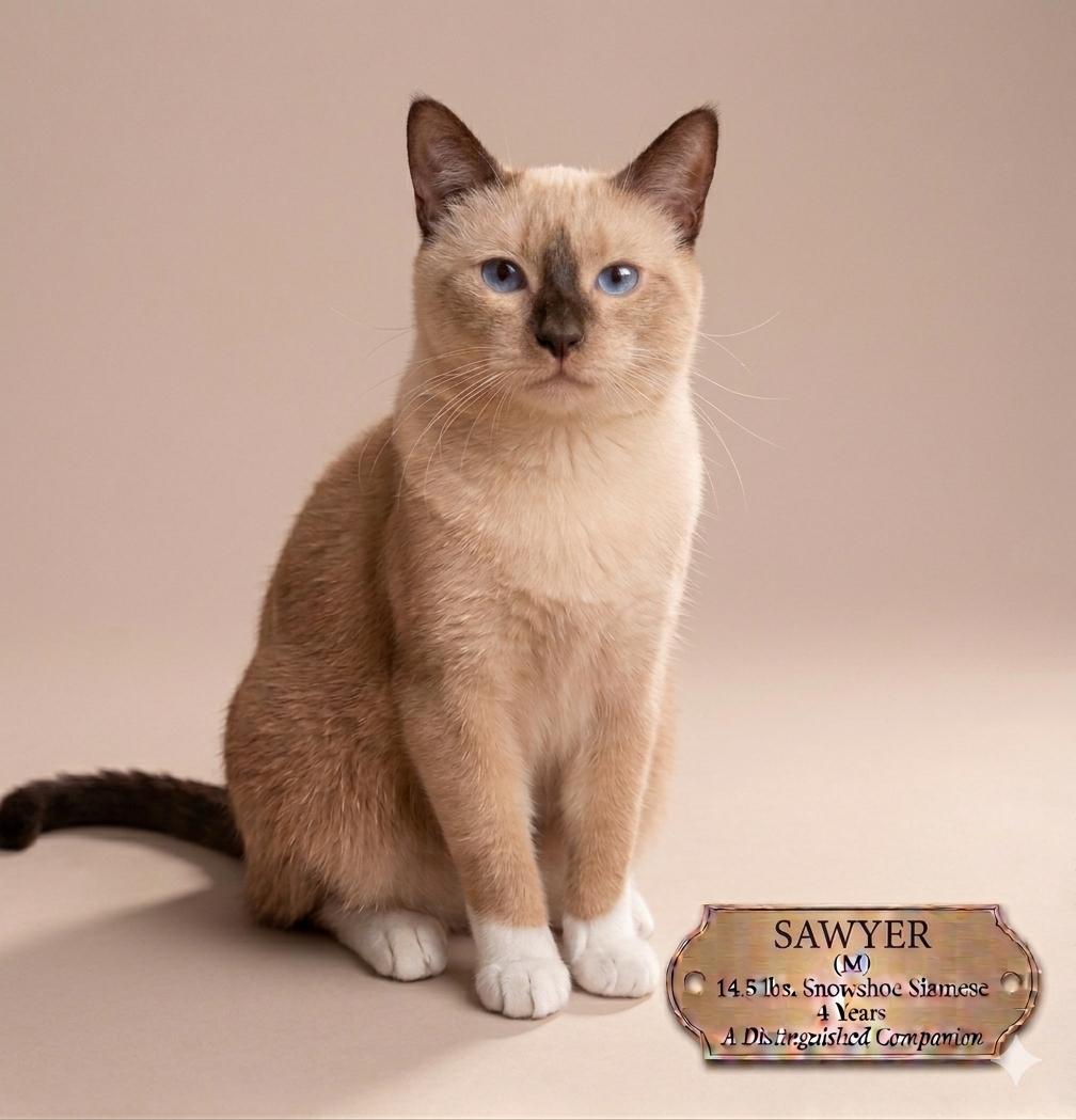 Sawyer - Sweet and affectionate, Adoptable, Adult Male Domestic Short Hair & Siamese.