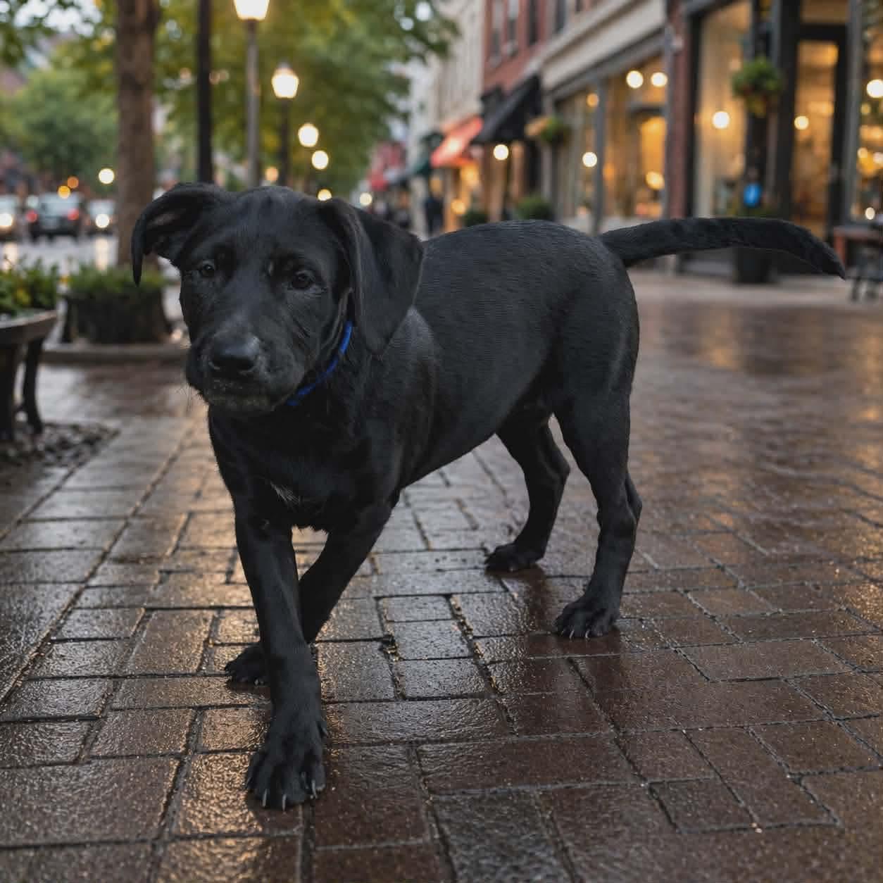 Valentino, ADOPTABLE, Young Male Black Labrador Retriever.