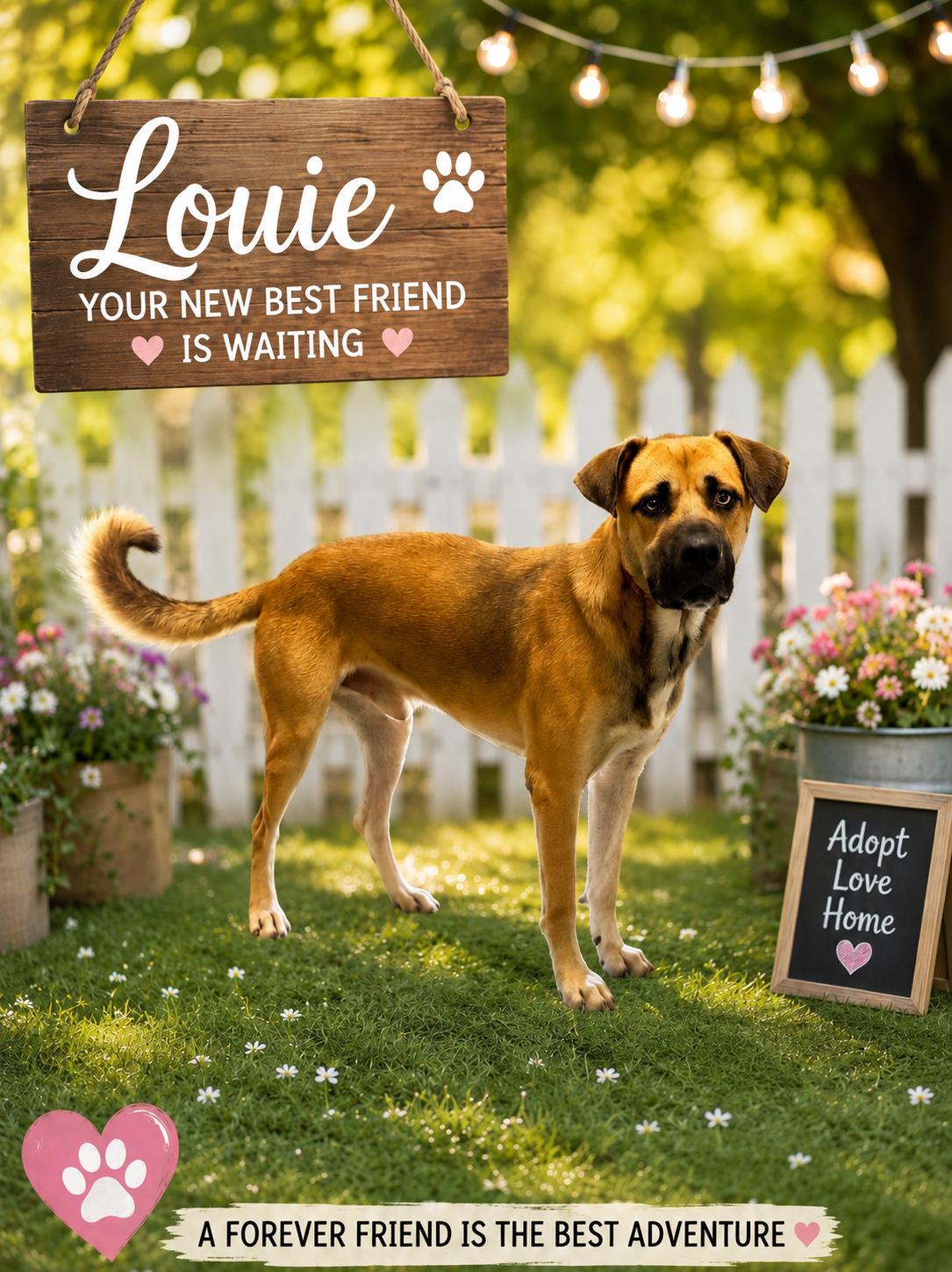 Louie, Adoptable, Adult Male Black Mouth Cur.