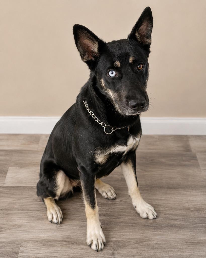 Pie, Adoptable, Young Female German Shepherd Dog & Husky.