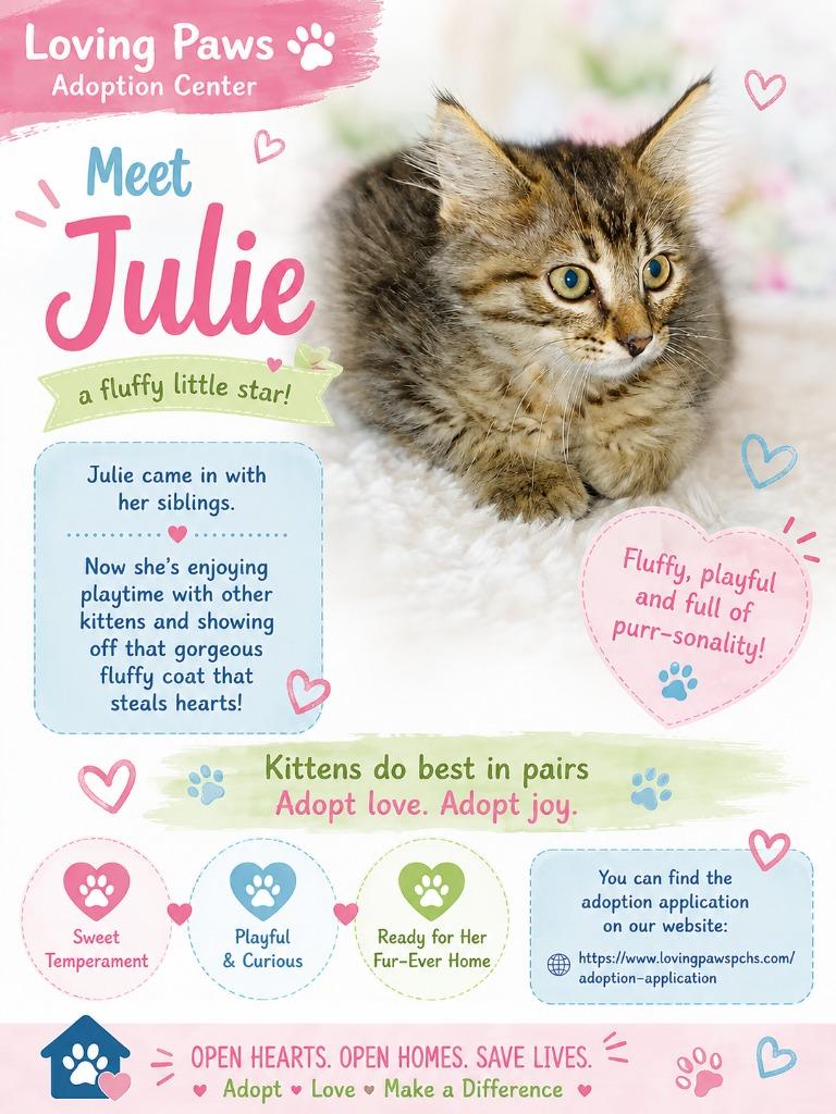 Julie, Adoptable, Kitten Female Domestic Short Hair.