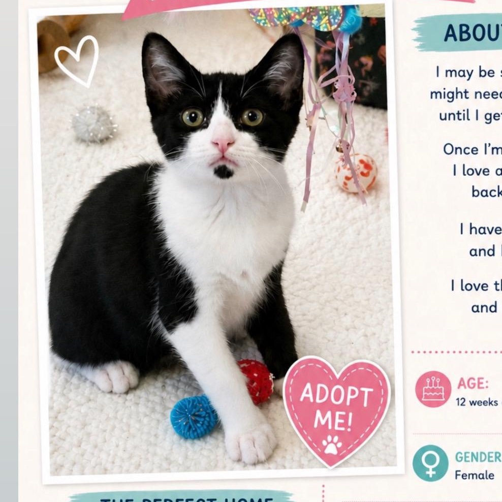 Stella (4 months), ADOPTABLE, Kitten Female Domestic Short Hair.