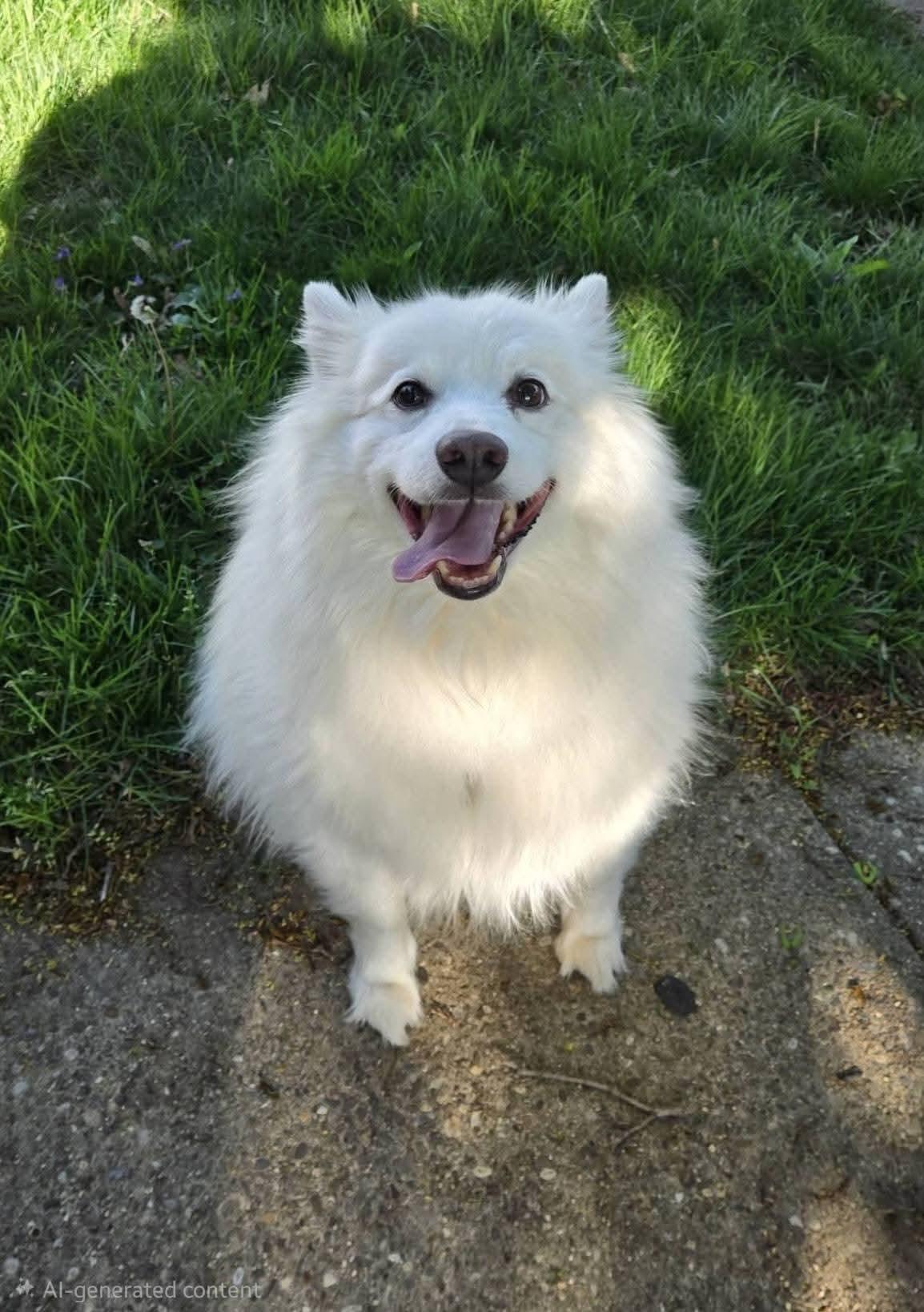 Flynn, adopted, Adult Male American Eskimo Dog.
