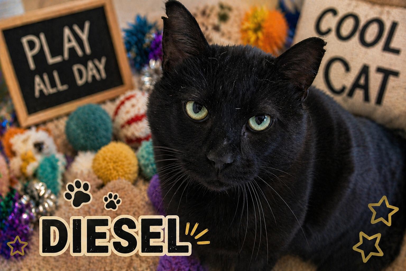 Diesel (FCID# 03/19/2026 - 1 Christiana PS) C, Adopted, Adult Male Domestic Short Hair.