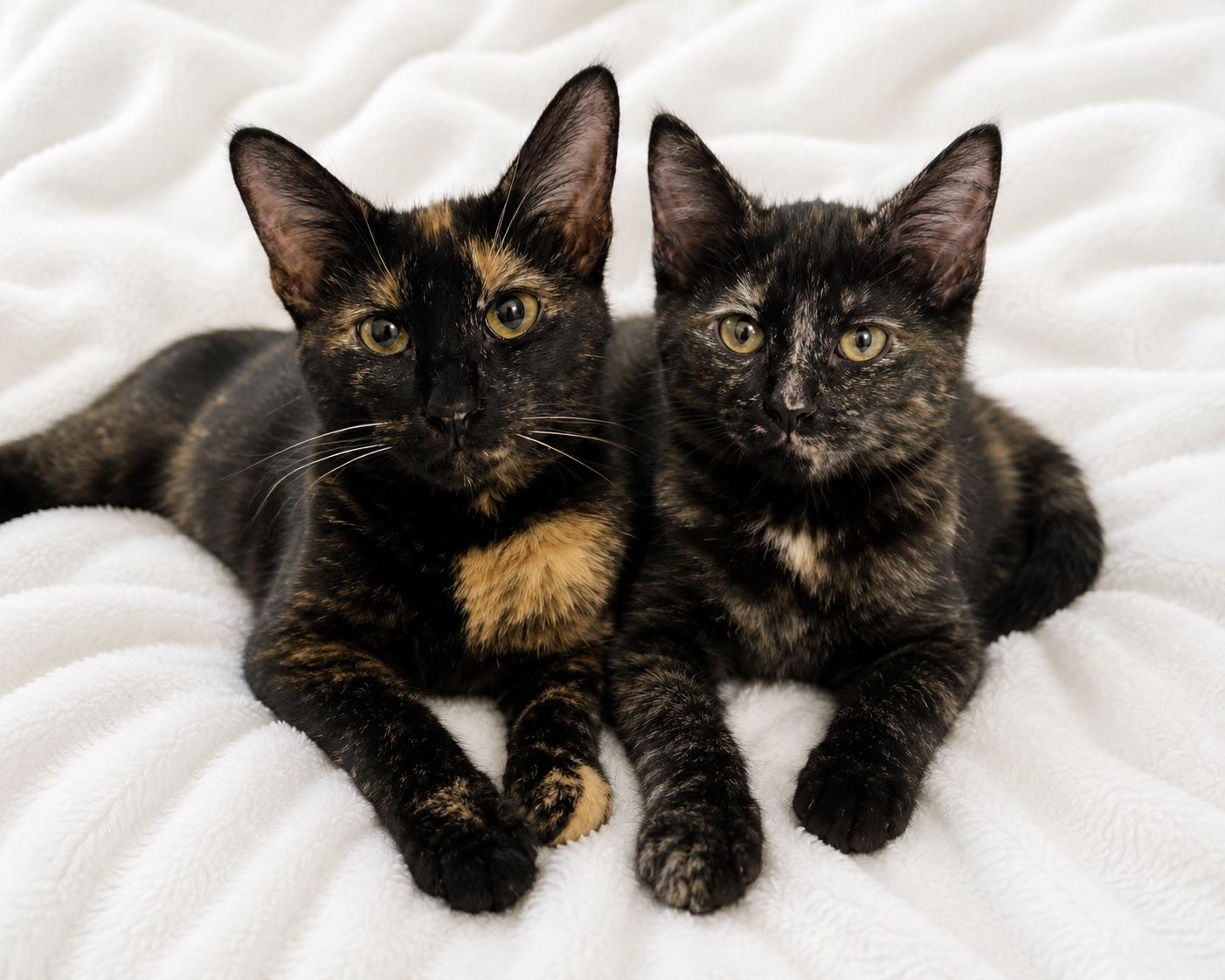 Sabrina and Brinley, adopted, Young Female Tortoiseshell.
