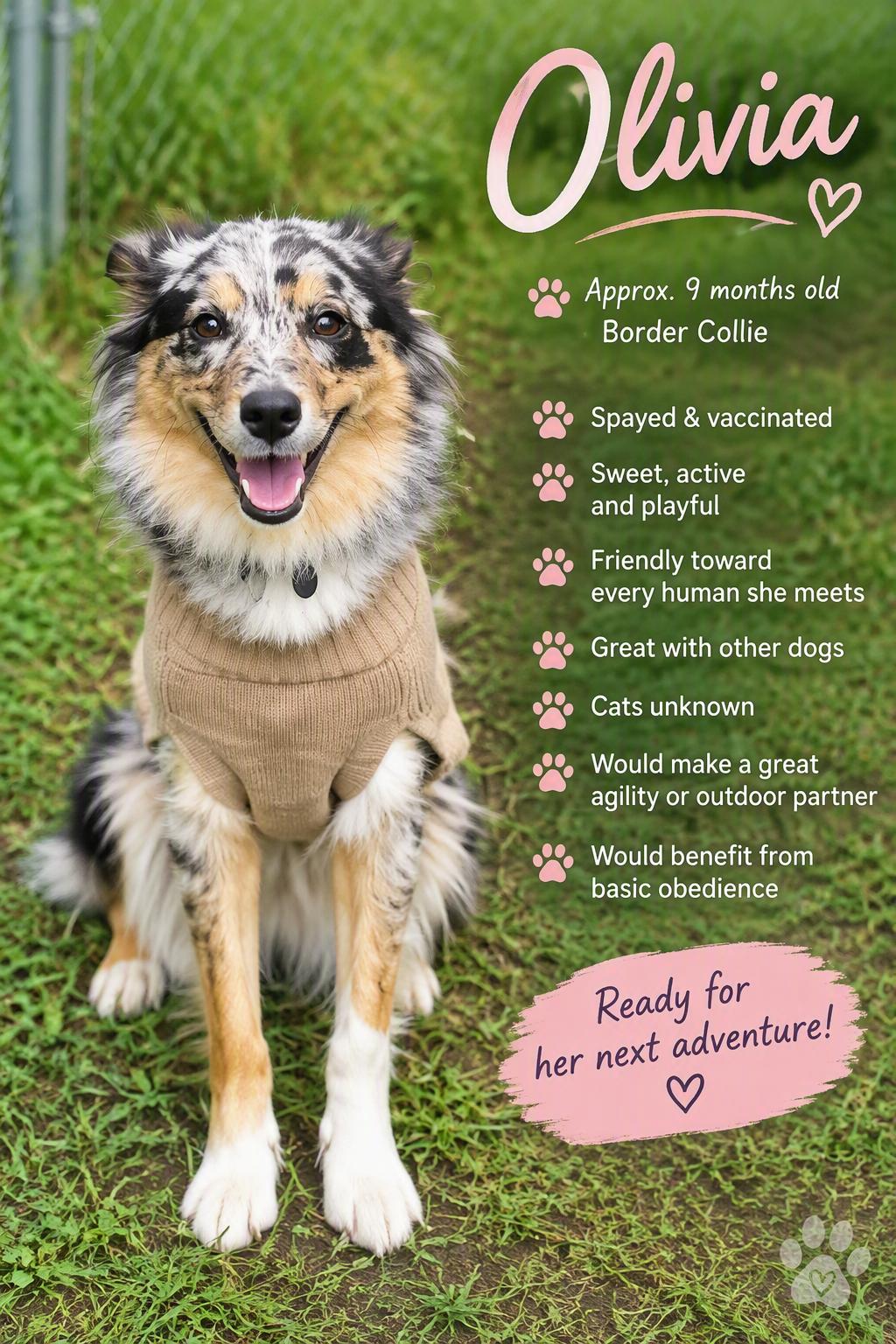 Olivia (Courtesy Post), Adoptable, Adult Female Australian Shepherd.